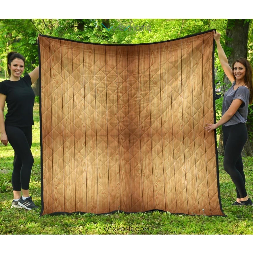 Wood Printed Pattern Print Design 05 Premium Quilt
