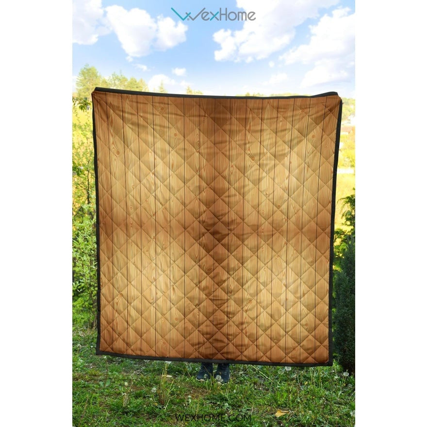 Wood Printed Pattern Print Design 05 Premium Quilt