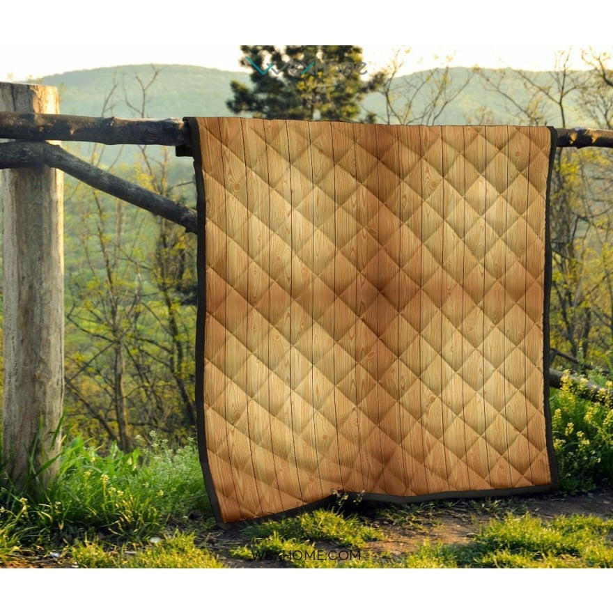 Wood Printed Pattern Print Design 05 Premium Quilt