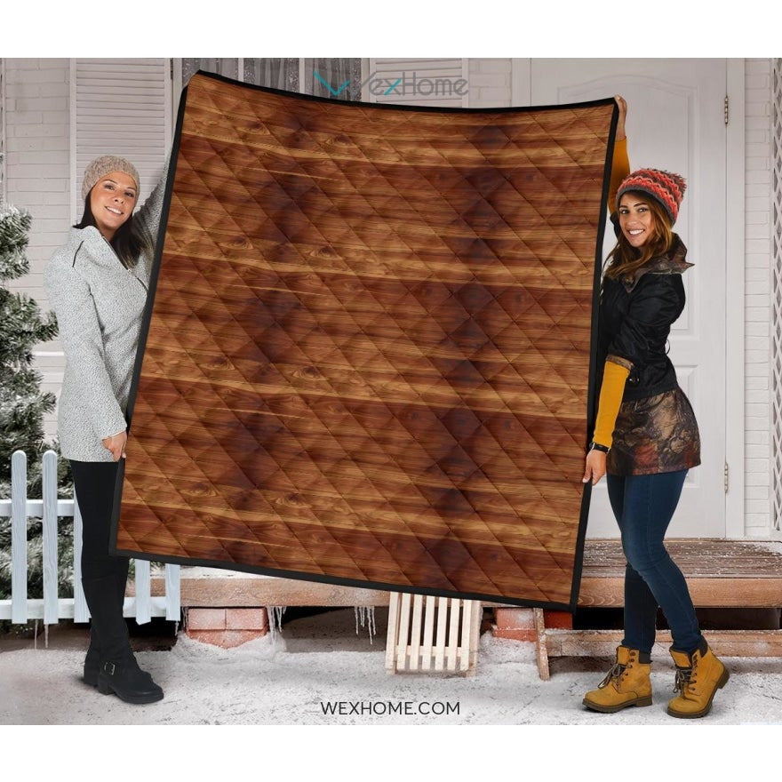 Wood Printed Pattern Print Design 04 Premium Quilt