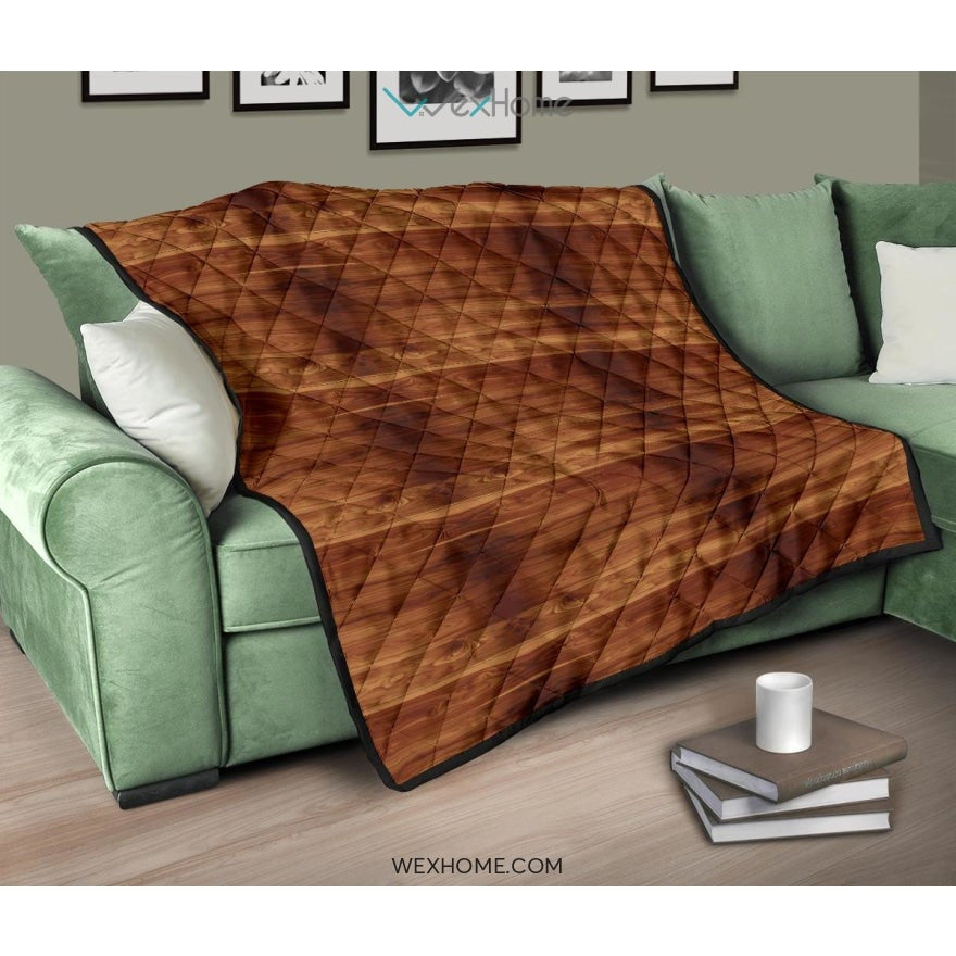 Wood Printed Pattern Print Design 04 Premium Quilt
