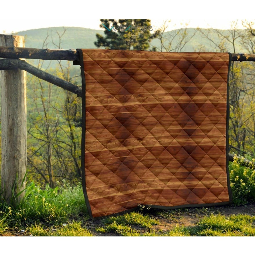 Wood Printed Pattern Print Design 04 Premium Quilt