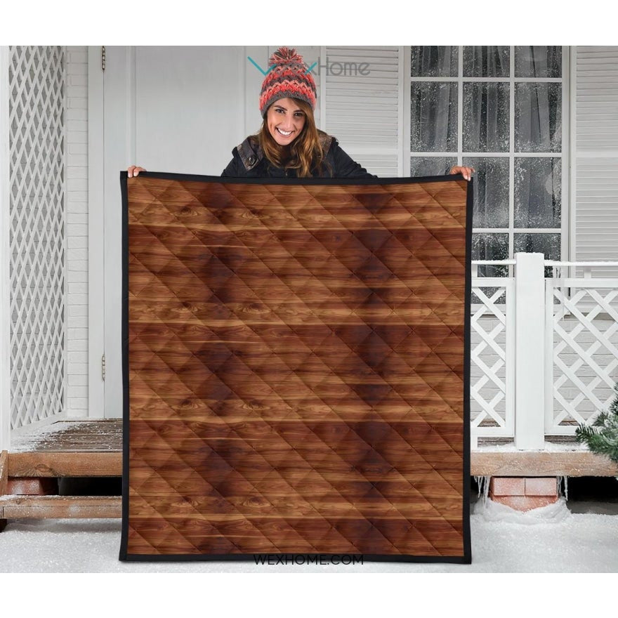 Wood Printed Pattern Print Design 04 Premium Quilt