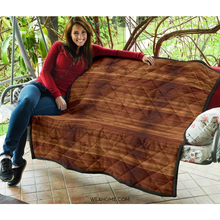 Wood Printed Pattern Print Design 04 Premium Quilt