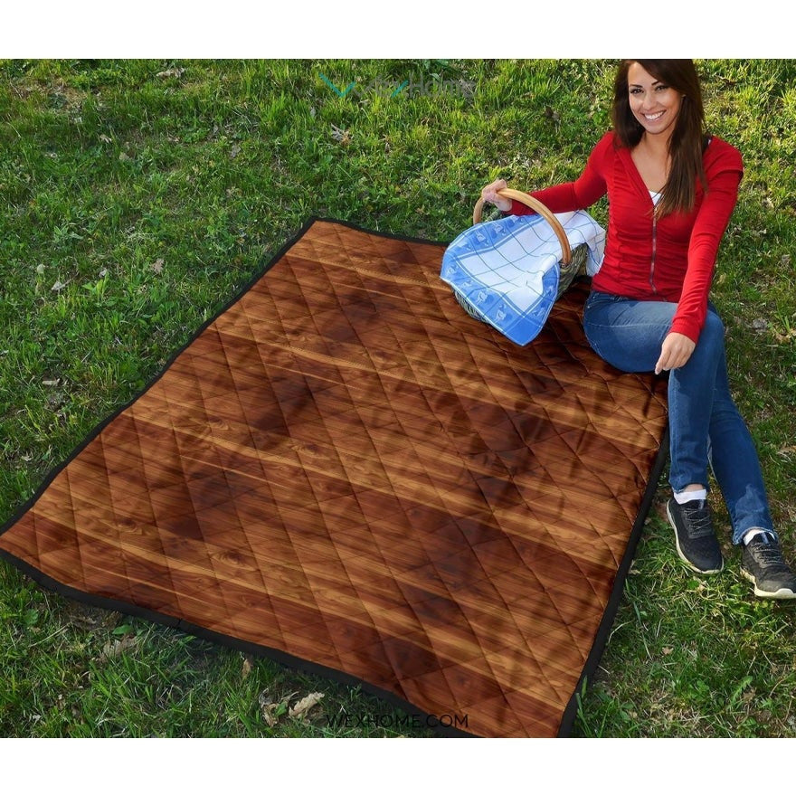 Wood Printed Pattern Print Design 04 Premium Quilt