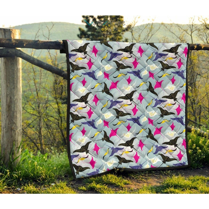 Stingray Pattern Print Design 01 Premium Quilt