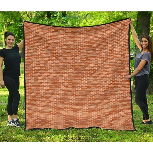 Brick Printed Pattern Print Design 02 Premium Quilt
