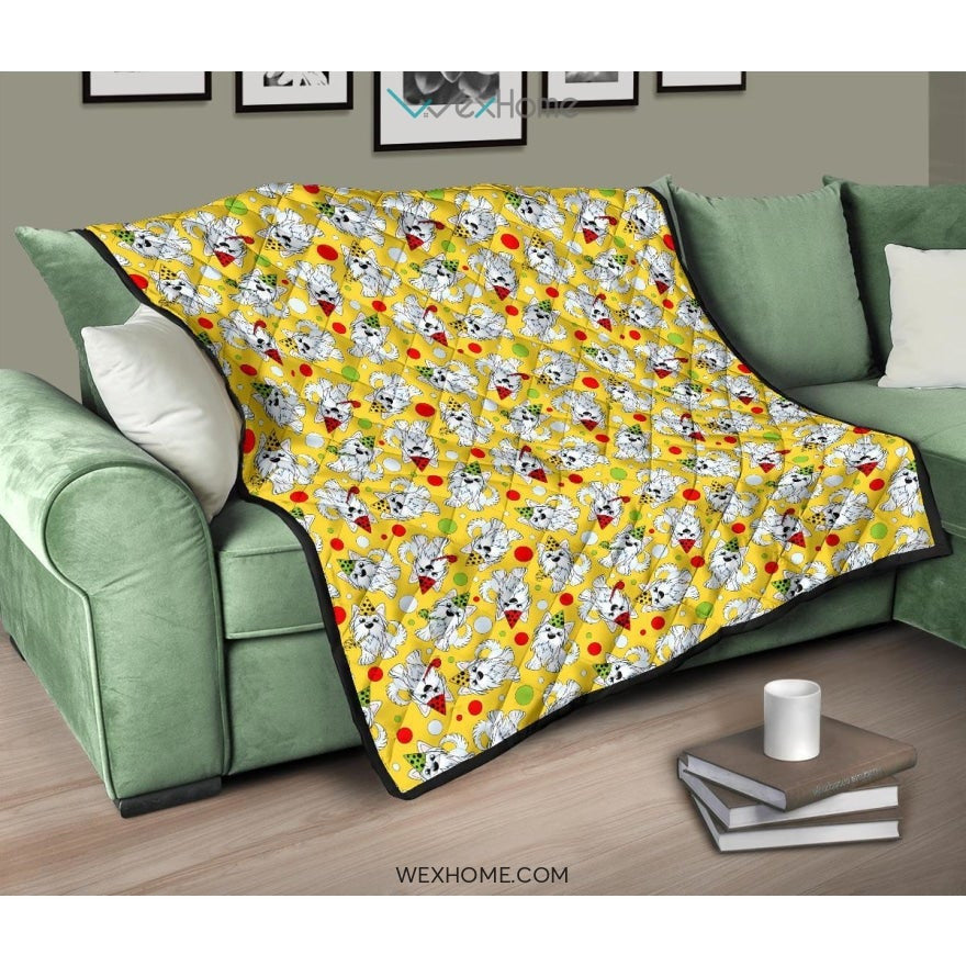 Yorkshire Terrier Pattern Print Design 05 Premium Quilt