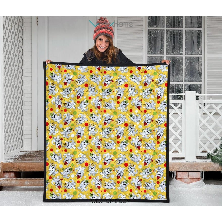 Yorkshire Terrier Pattern Print Design 05 Premium Quilt