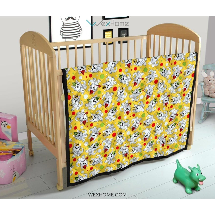 Yorkshire Terrier Pattern Print Design 05 Premium Quilt