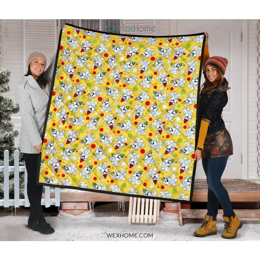 Yorkshire Terrier Pattern Print Design 05 Premium Quilt