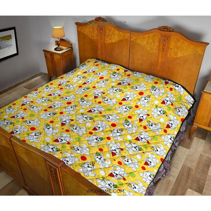 Yorkshire Terrier Pattern Print Design 05 Premium Quilt