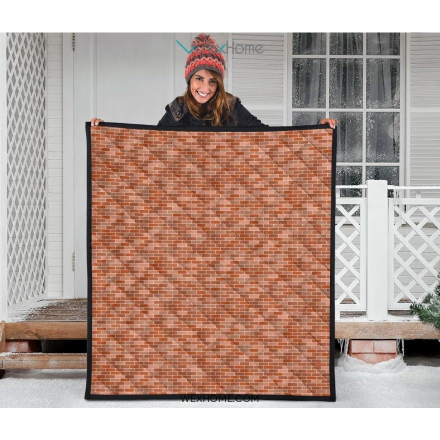 Brick Printed Pattern Print Design 02 Premium Quilt