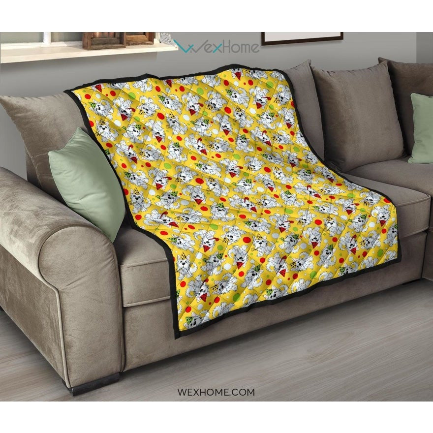 Yorkshire Terrier Pattern Print Design 05 Premium Quilt