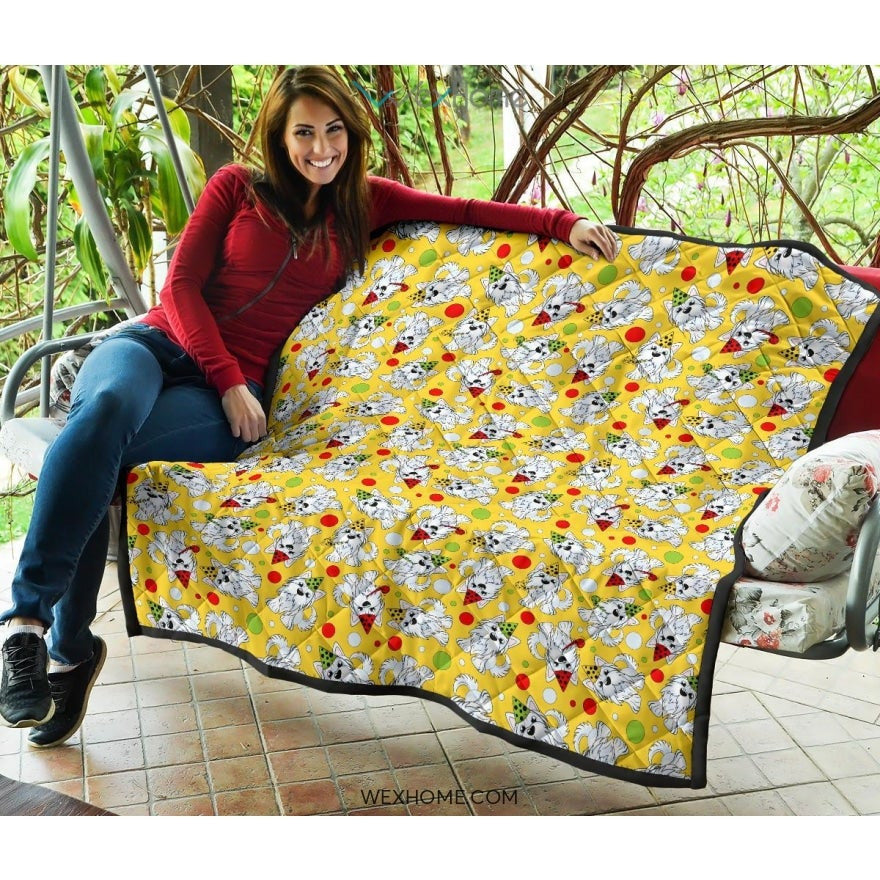 Yorkshire Terrier Pattern Print Design 05 Premium Quilt