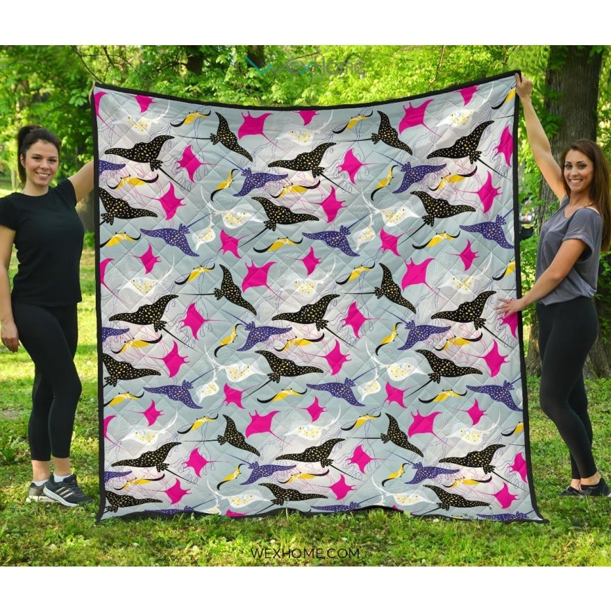 Stingray Pattern Print Design 01 Premium Quilt