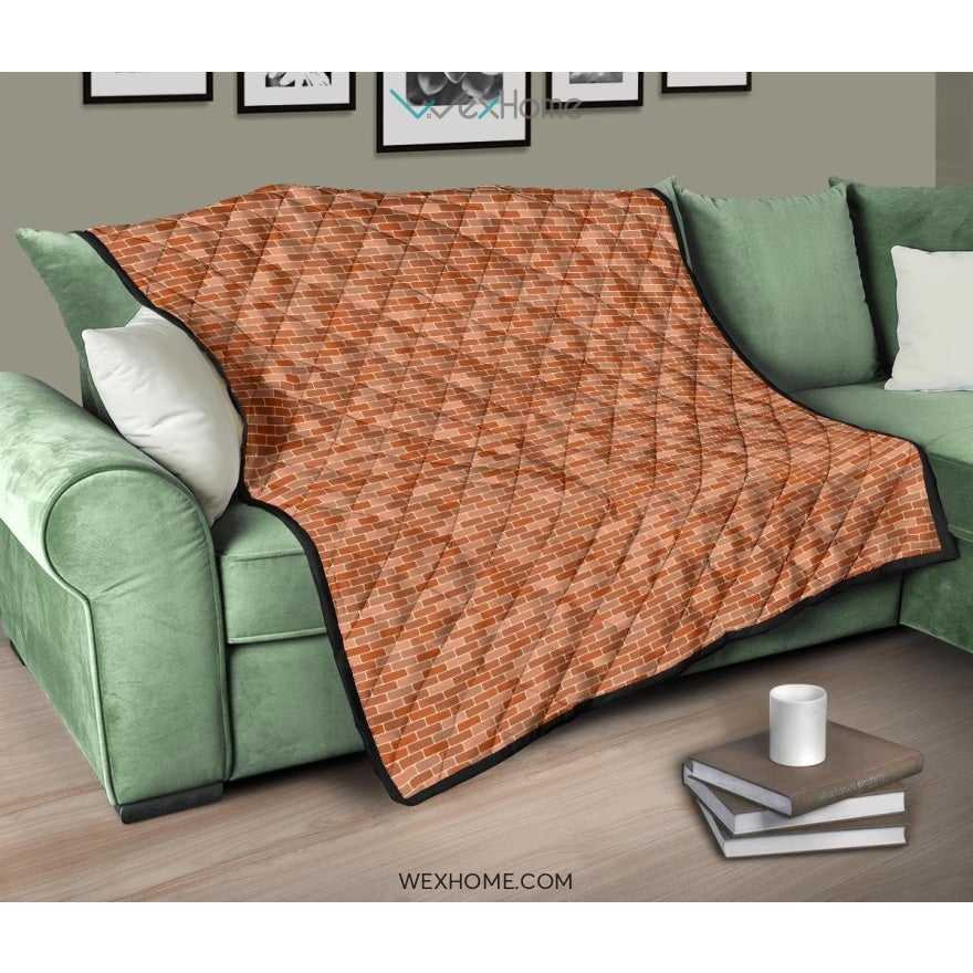 Brick Printed Pattern Print Design 02 Premium Quilt