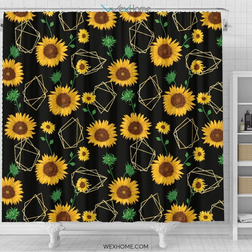 Sunflower Art Print Unique Design Shower Curtain