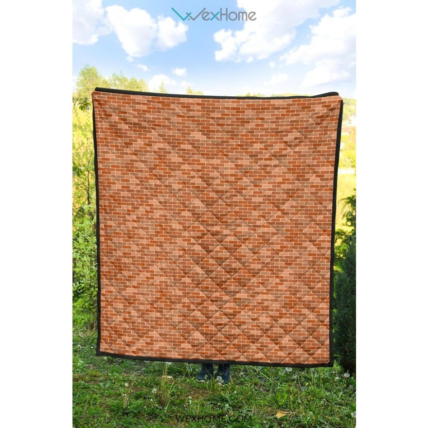 Brick Printed Pattern Print Design 02 Premium Quilt