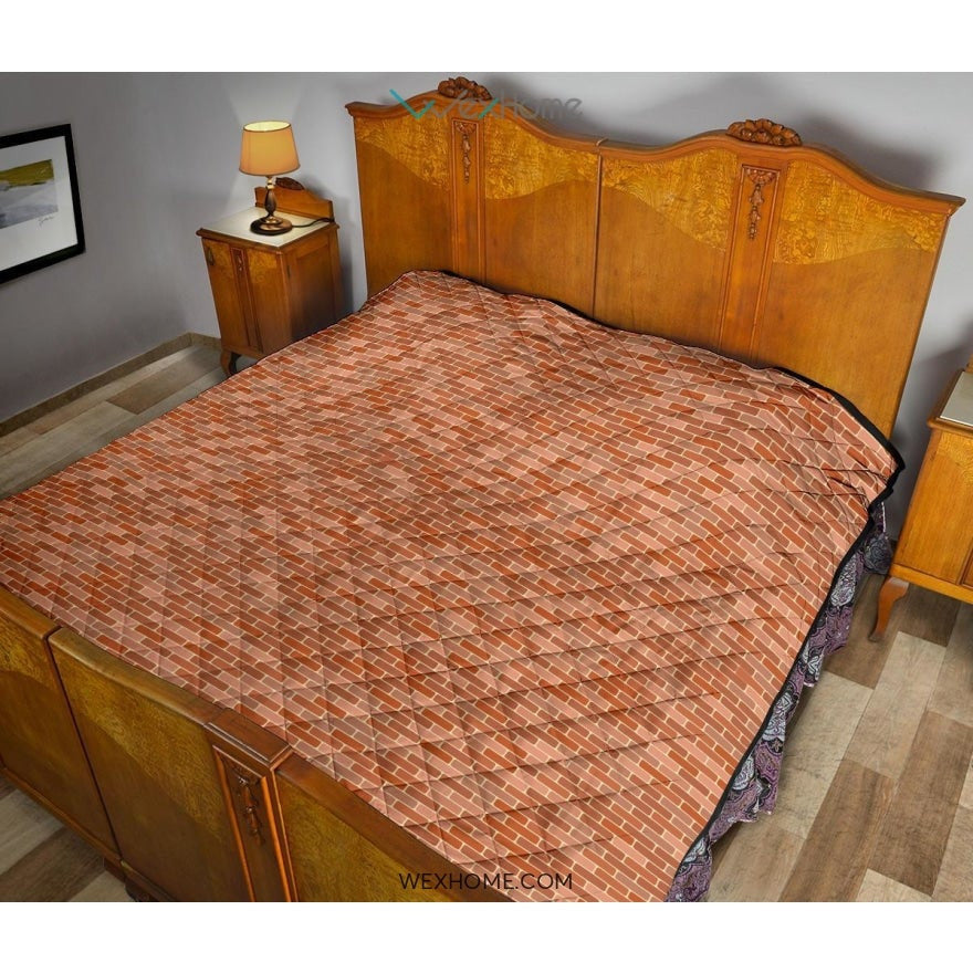 Brick Printed Pattern Print Design 02 Premium Quilt