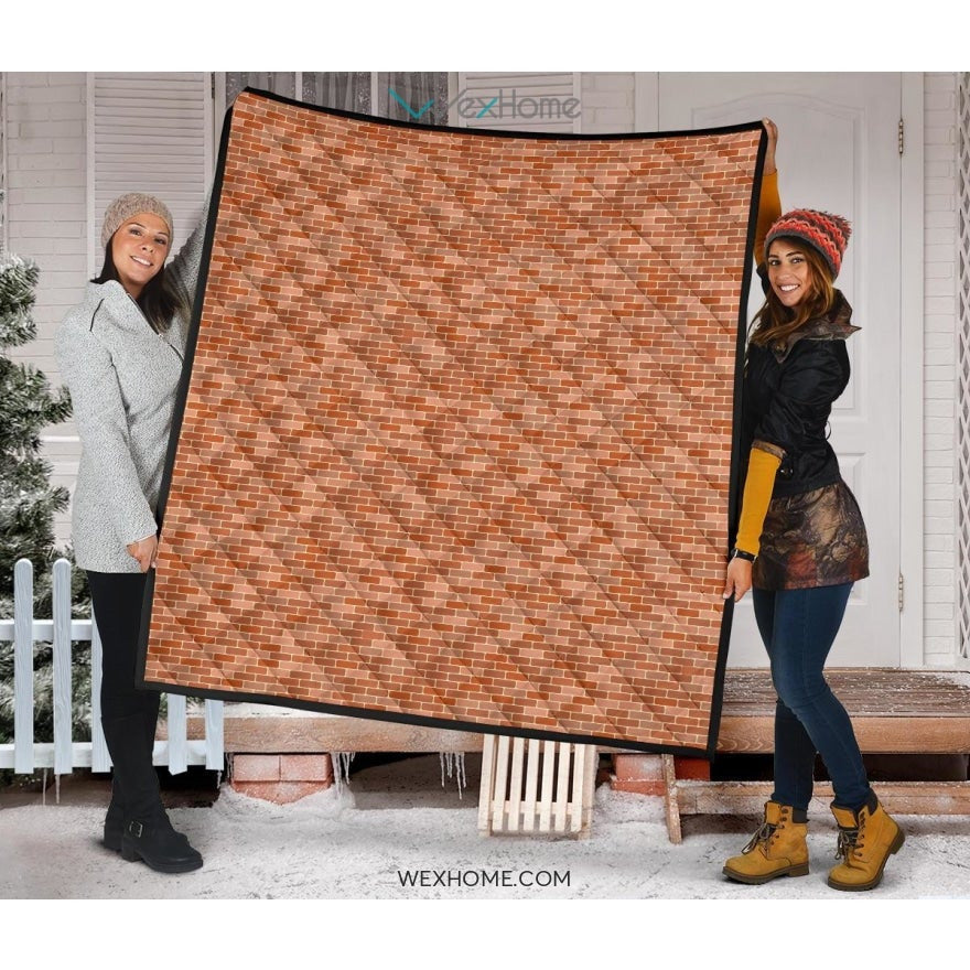 Brick Printed Pattern Print Design 02 Premium Quilt
