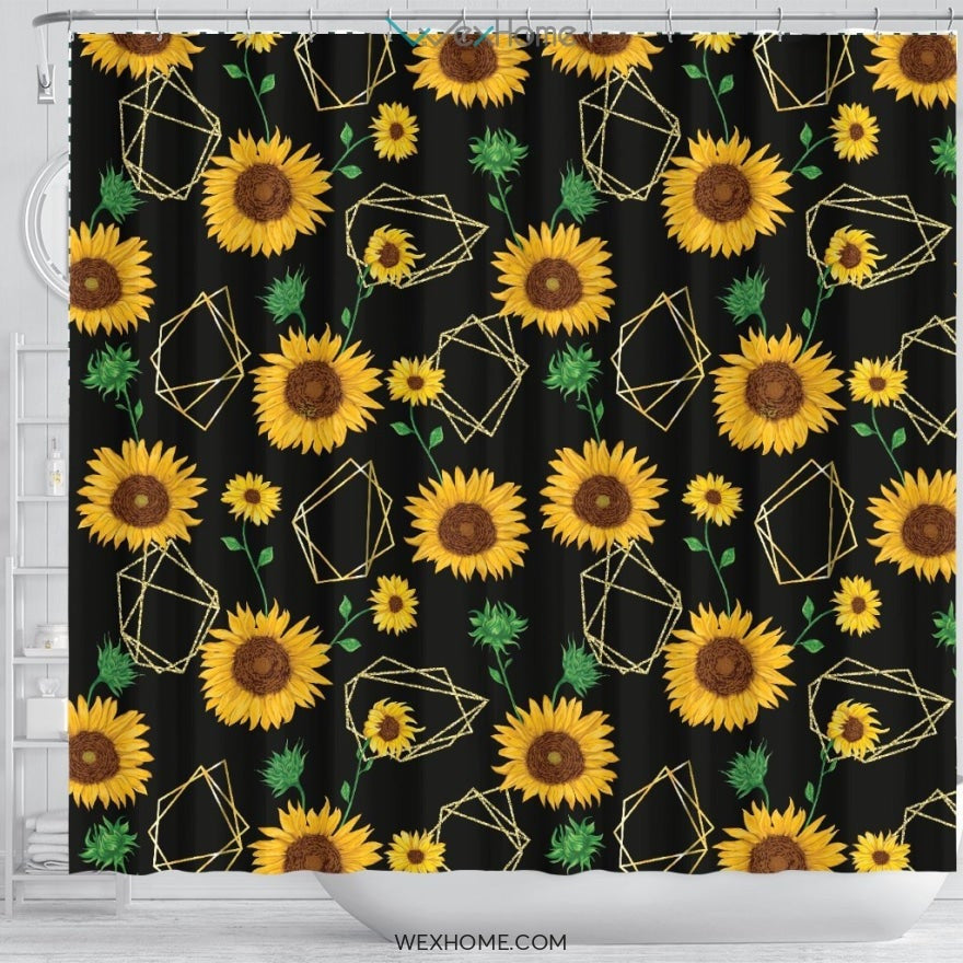 Sunflower Art Print Unique Design Shower Curtain