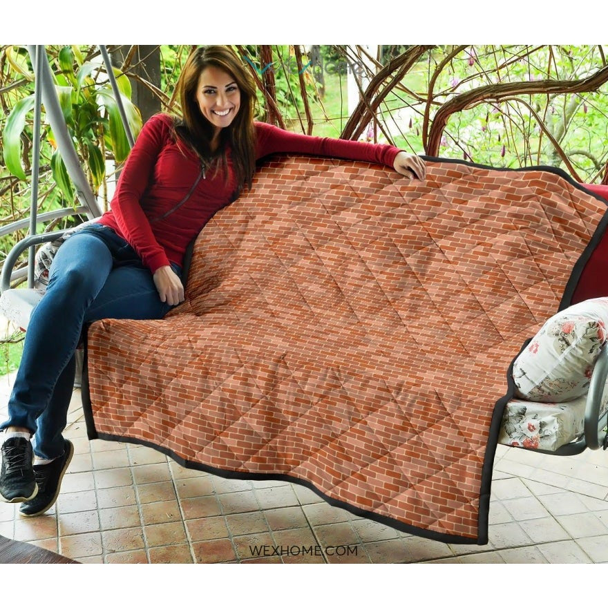 Brick Printed Pattern Print Design 02 Premium Quilt