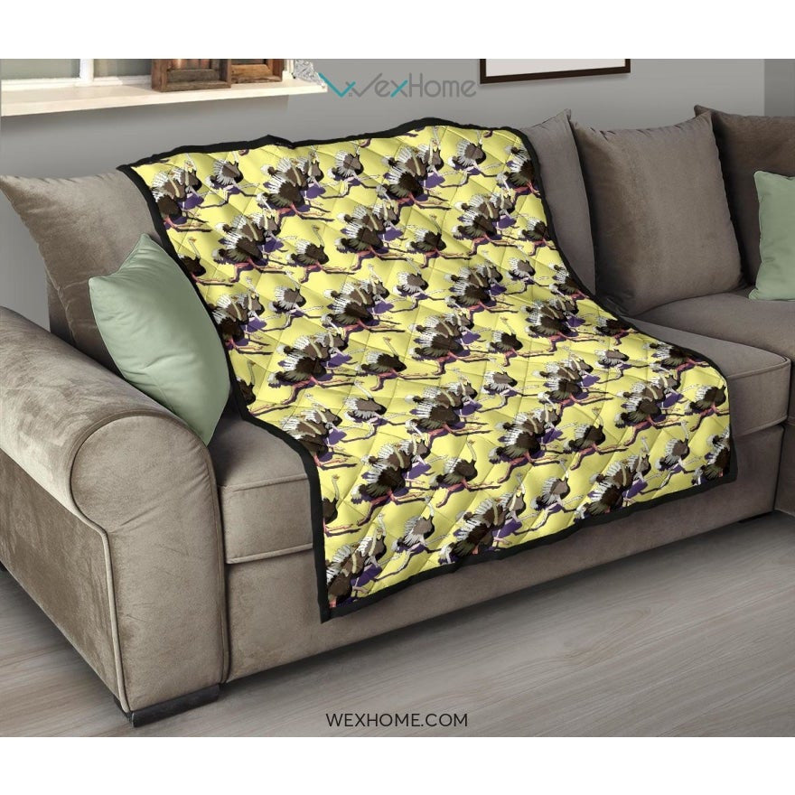 Ostrich Pattern Print Design 04 Premium Quilt