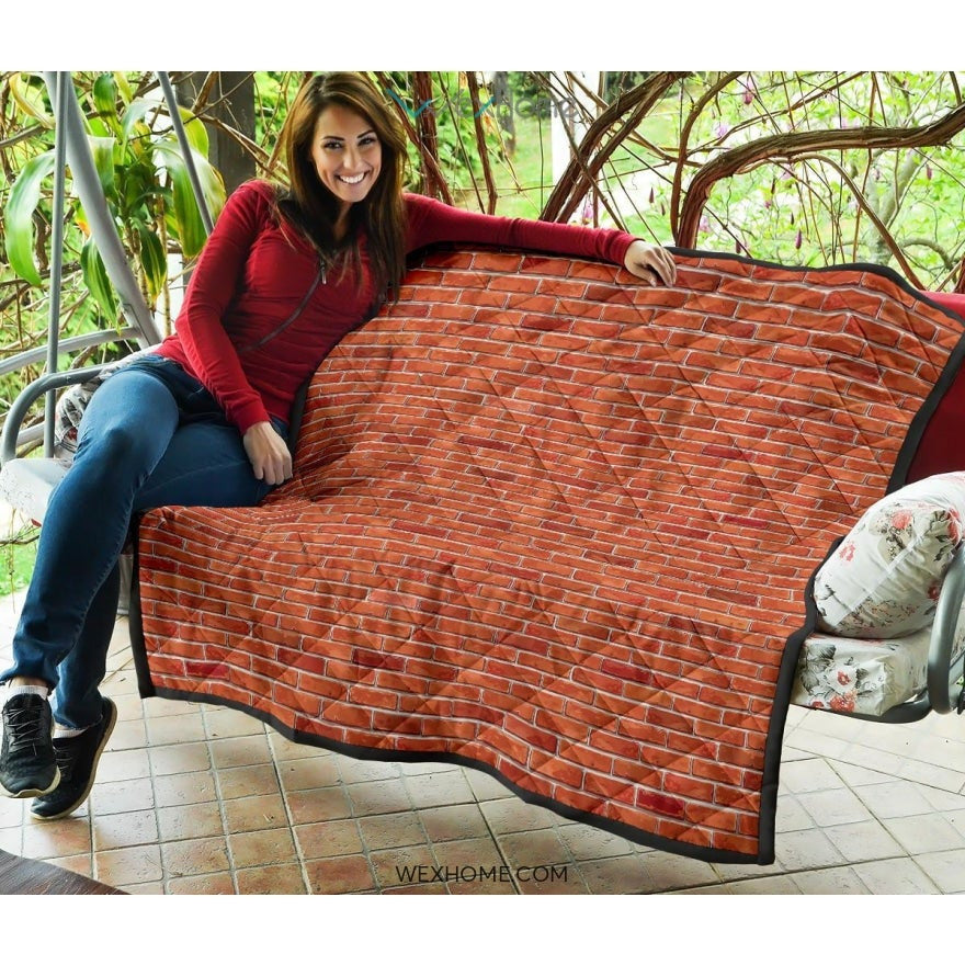 Brick Printed Pattern Print Design 03 Premium Quiltี