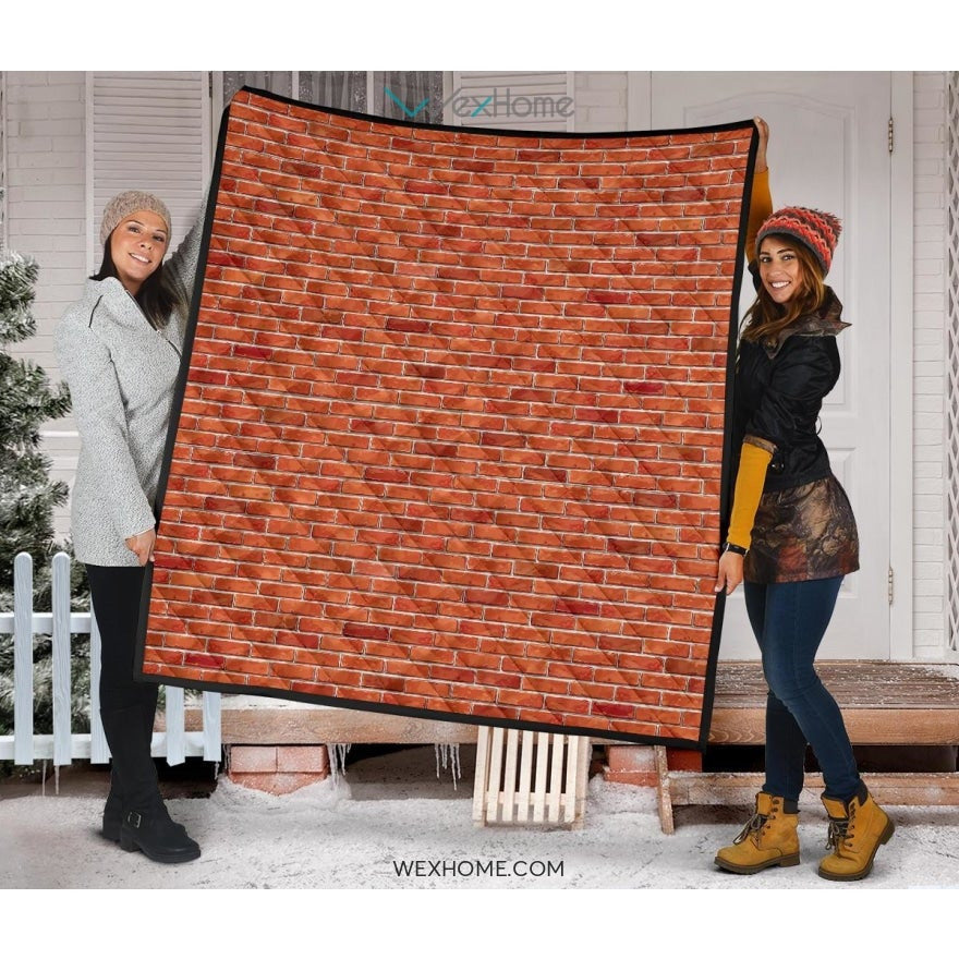 Brick Printed Pattern Print Design 03 Premium Quiltี
