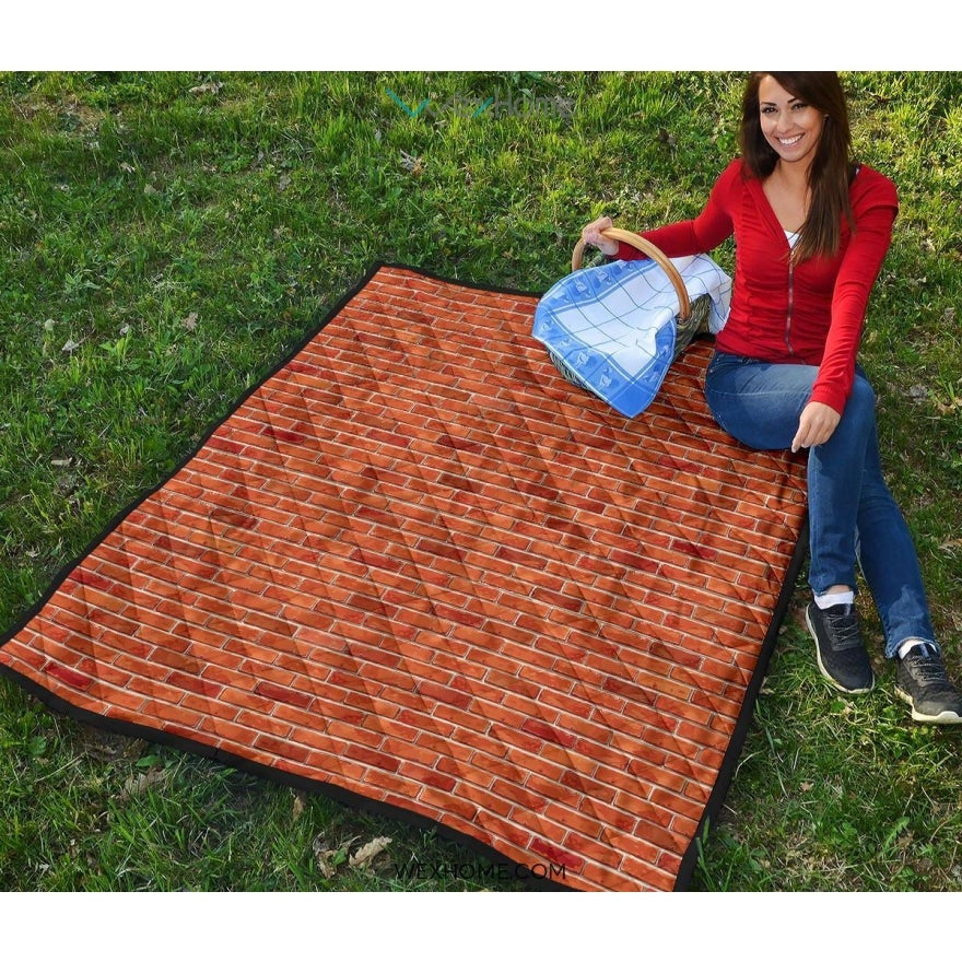 Brick Printed Pattern Print Design 03 Premium Quiltี