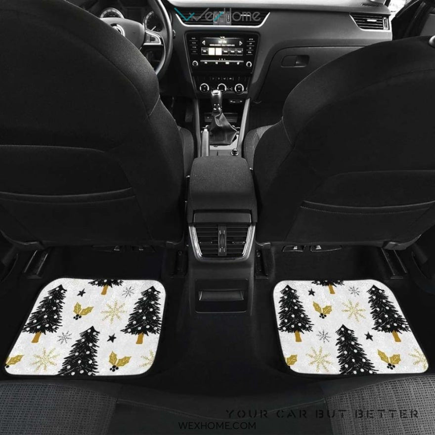 Christmas Tree Holly Snow Star Pattern Front And Back Car Mats Best Car Gift 2021