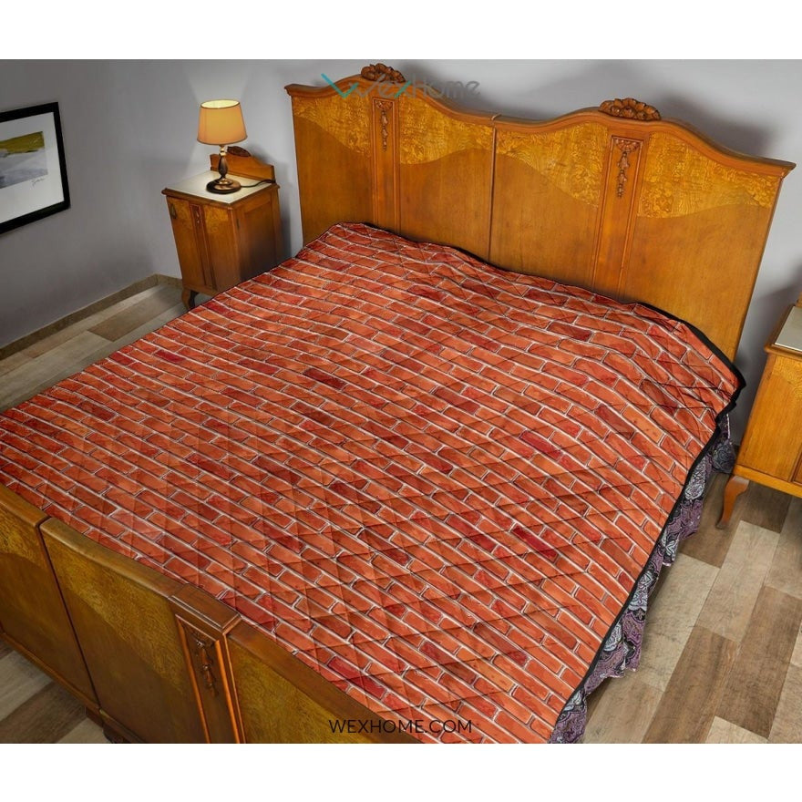 Brick Printed Pattern Print Design 03 Premium Quiltี