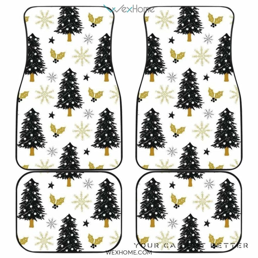 Christmas Tree Holly Snow Star Pattern Front And Back Car Mats Best Car Gift 2021