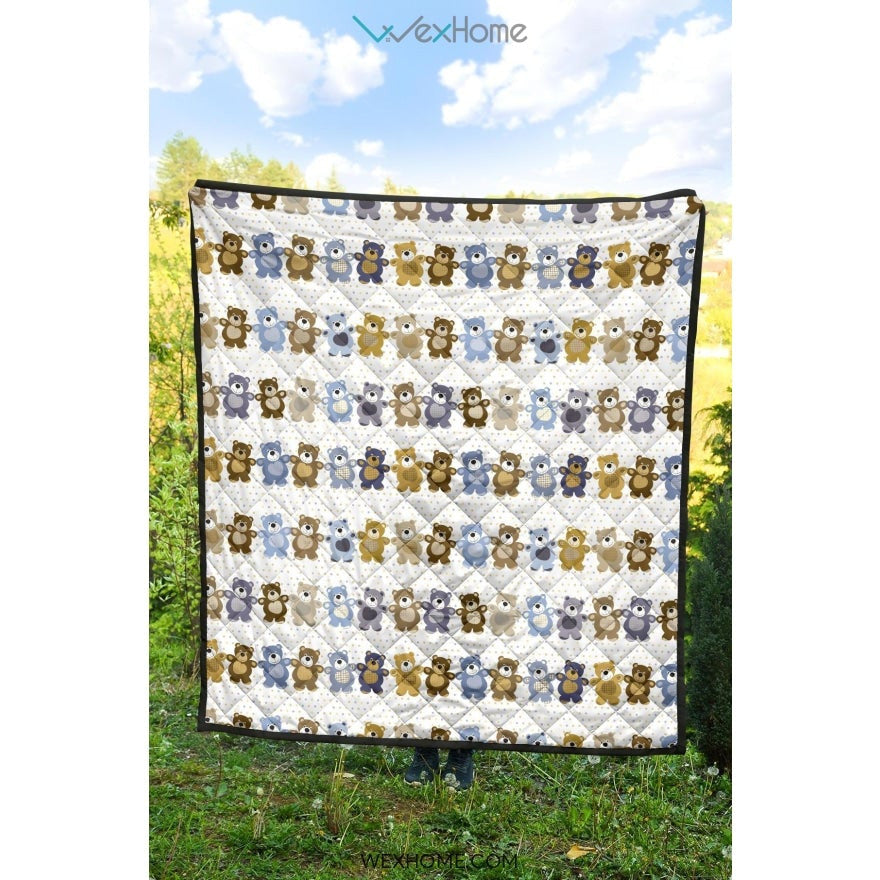 Teddy Bear Pattern Print Design 02 Premium Quilt