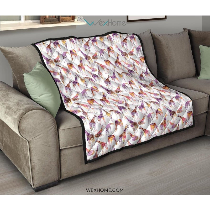 Giraffe Pattern Print Design 02 Premium Quilt