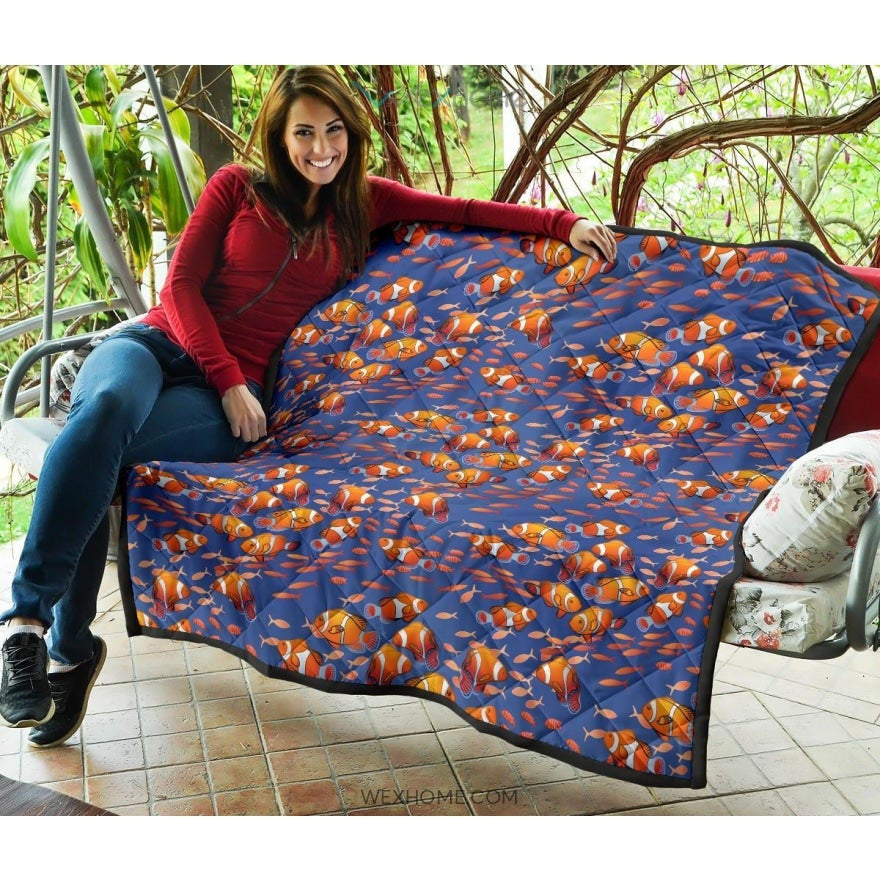 Clown Fish Pattern Print Design 04 Premium Quilt