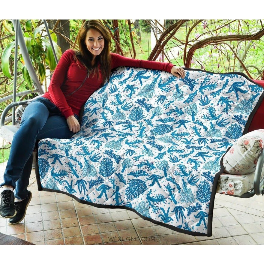 Coral Reef Pattern Print Design 01 Premium Quilt
