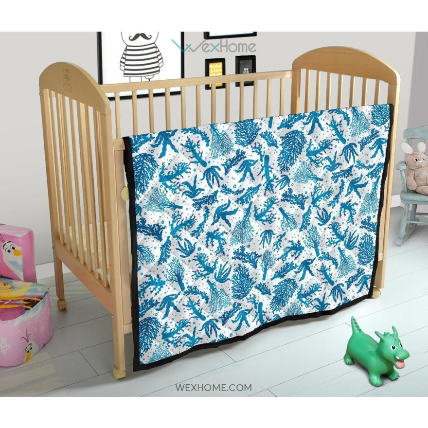 Coral Reef Pattern Print Design 01 Premium Quilt