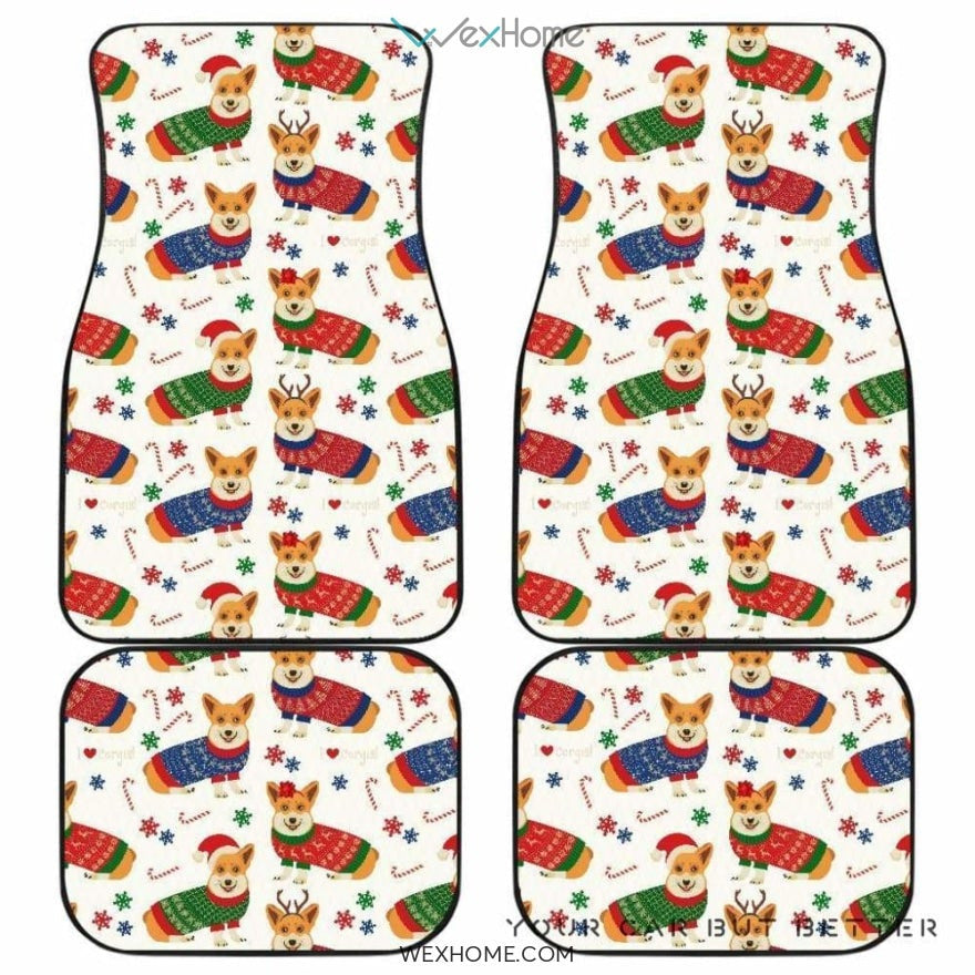 Corgi Christmas Pattern Front And Back Car Mats Best Car Gift 2021
