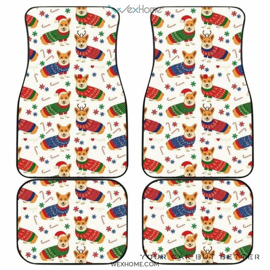 Corgi Christmas Pattern Front And Back Car Mats  Best Car Gift 2021