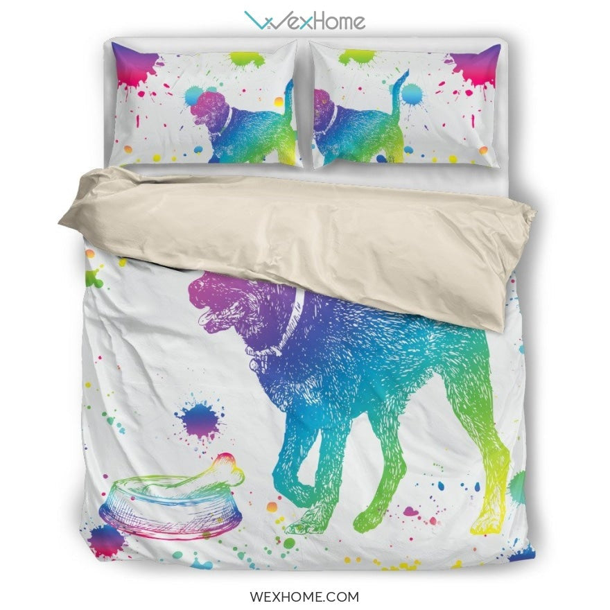 Rottweiler Watercolor White Background Bedding Set