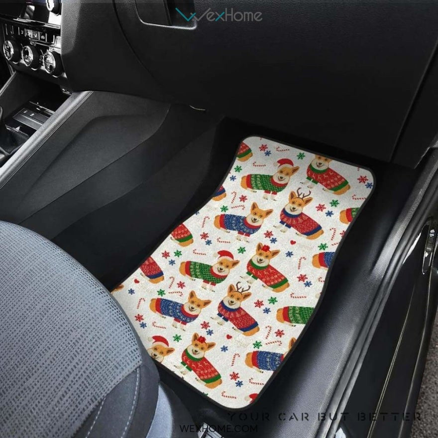 Corgi Christmas Pattern Front And Back Car Mats Best Car Gift 2021