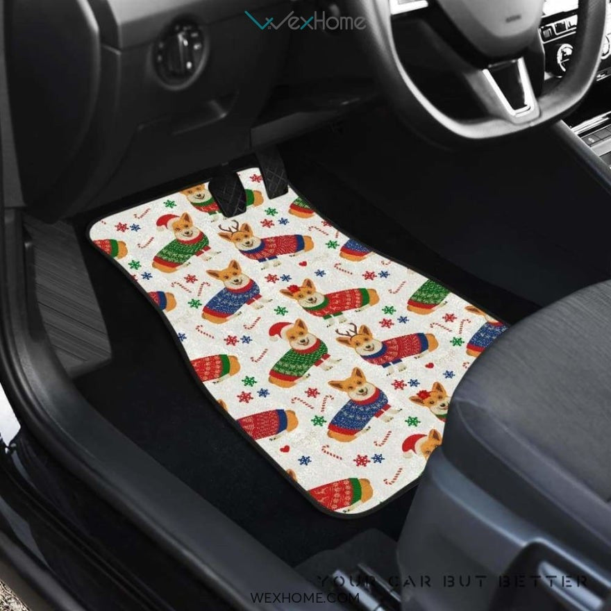 Corgi Christmas Pattern Front And Back Car Mats Best Car Gift 2021