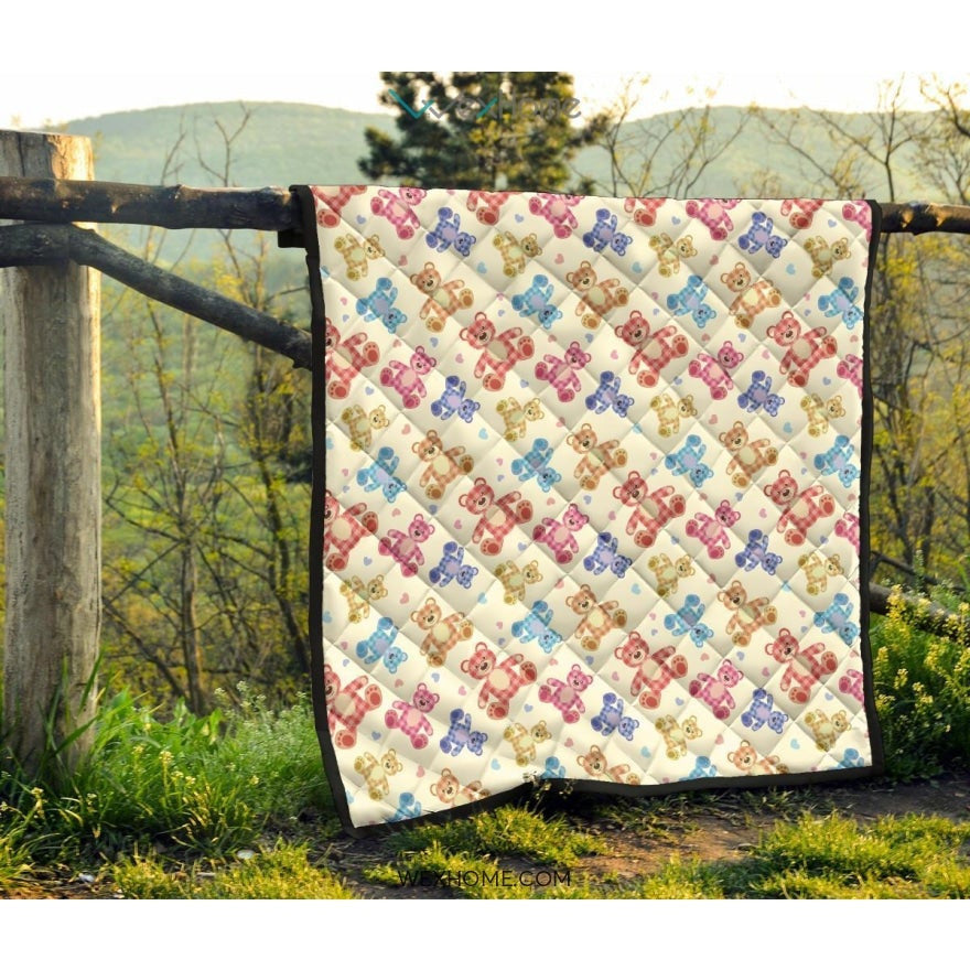 Teddy Bear Pattern Print Design 05 Premium Quilt
