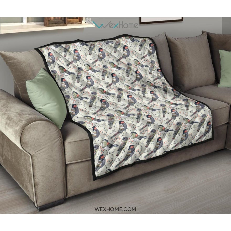 Pigeon Pattern Print Design 04 Premium Quilt