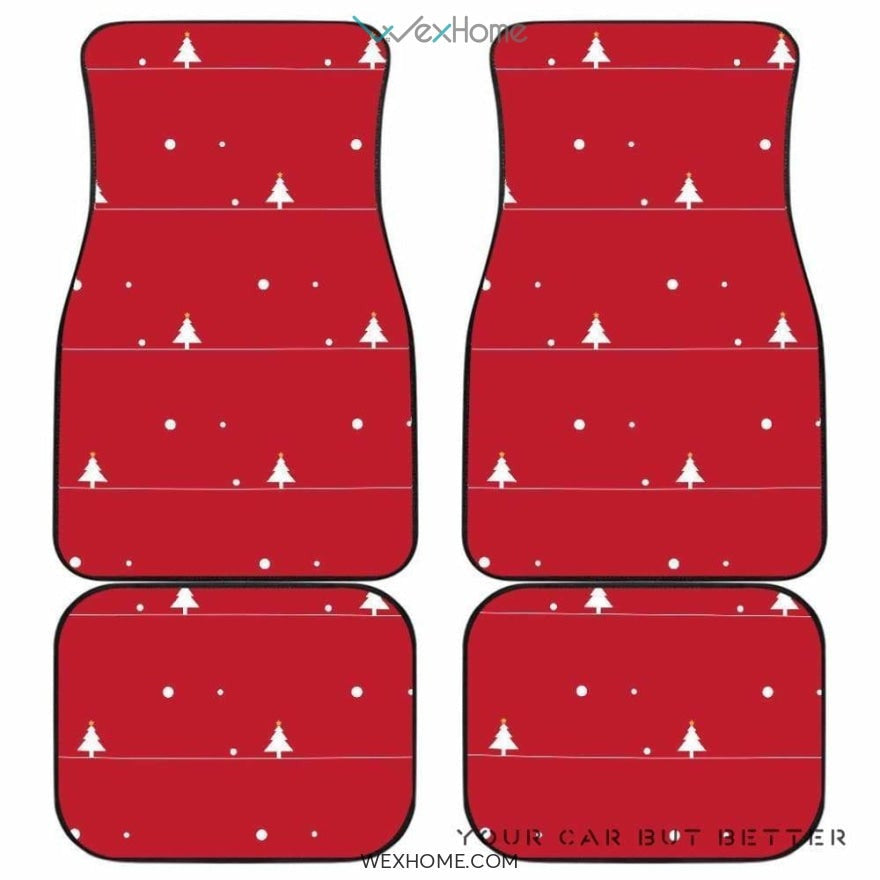 Christmas Tree Star Snow Red Background Front And Back Car Mats Best Car Gift 2021