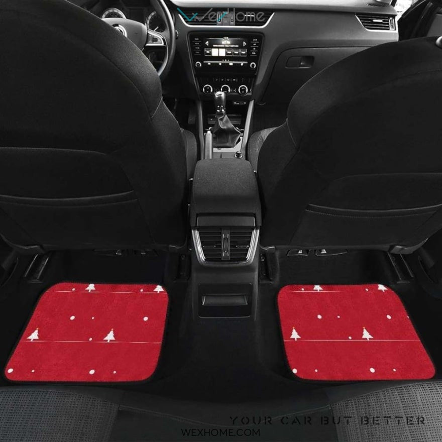 Christmas Tree Star Snow Red Background Front And Back Car Mats Best Car Gift 2021