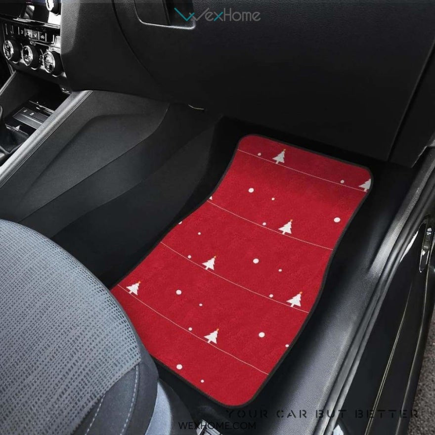 Christmas Tree Star Snow Red Background Front And Back Car Mats Best Car Gift 2021