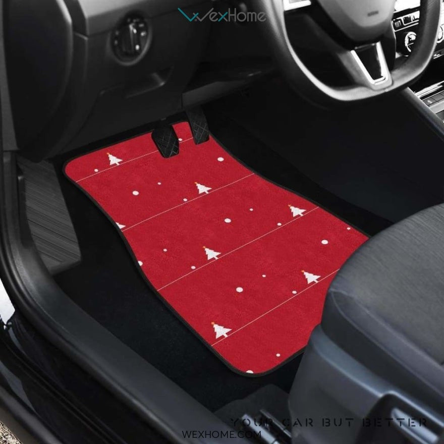 Christmas Tree Star Snow Red Background Front And Back Car Mats Best Car Gift 2021